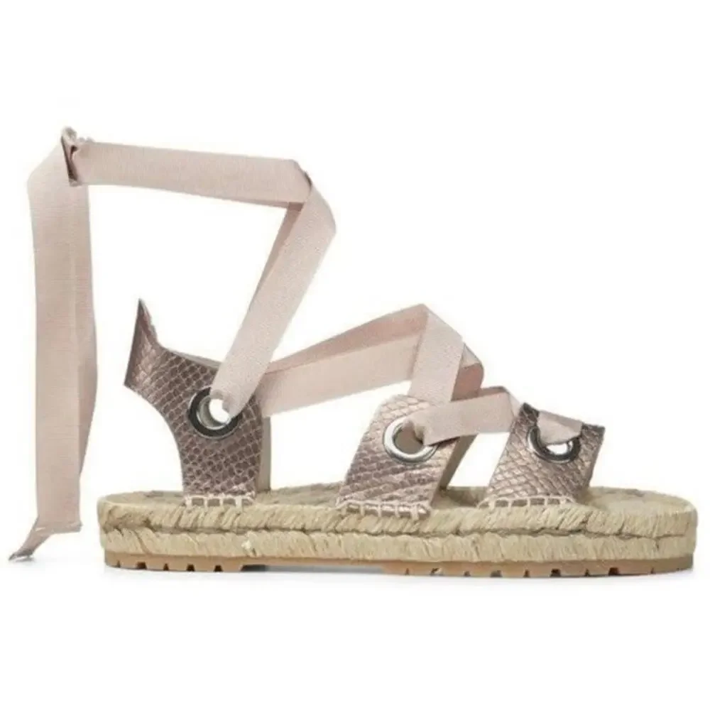 Donald Pliner Esther Leather Espadrille Sandal 10 Copper Metallic Snake